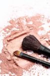 Brush On Pink Powder Set Stock Photo