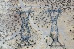 Boulder City, Nevada/usa - August 1 : Power Lines In The Desert Stock Photo