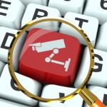 Camera Key Magnified Shows Cctv And Web Security Stock Photo