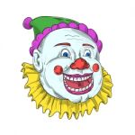 Vintage Circus Clown Smiling Drawing Stock Photo