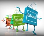 Brand Bags Represent Brands, Marketing, And Labels Stock Photo