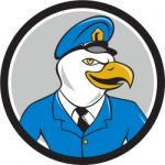 Bald Eagle Policeman Circle Cartoon Stock Photo