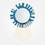 Abstract White Futuristic Technology Circle With Circuit  Stock Photo