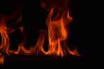 Beautiful Fire Flames On Black Background Stock Photo