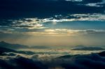 Seoraksan Mountains Is Covered By Morning Fog And Sunrise In Seoul,korea Stock Photo