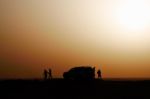 Traveler In Desert Stock Photo