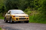 M. O' Connor Driving Mitsubishi Evo Stock Photo