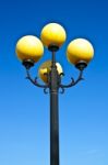 Street Lamp Balls On Blue Sky Stock Photo