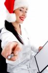 Doctor Wearing Christmas Hat Stock Photo