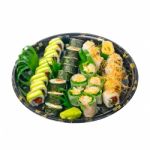 Take Away Sushi Express On Plastic Tray Stock Photo