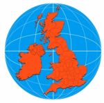 Globe British Isles Map Stock Photo