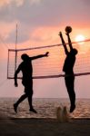 Beach Volleyball Stock Photo