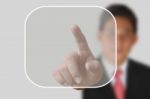 Businessman Pushing  Button Stock Photo