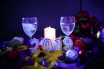 Glasses Of Champagne And New Year Decorations Stock Photo