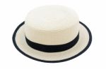 Pretty Straw Hat Isolated On White Background Stock Photo