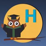 Alphabet H And Graduates Owl Stock Photo