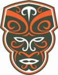 Maori Mask Face Front Retro Stock Photo