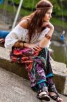 Portrait Of Young Hippie Girl Stock Photo