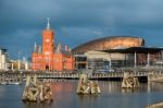 Pierhead And Millenium Centre Buildings Cardiff Bay Stock Photo