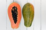 Fresh Tropical Papaya Fruit Isolated On A White Background Stock Photo