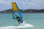 Windsurfing At Porto Pollo In Sardinia Stock Photo