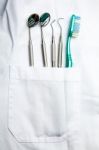 dental tools in dentist pocket Stock Photo