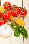 Italian Basic Pasta Ingredients Stock Photo