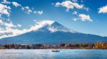 Autumn Season And Mountain Fuji At Kawaguchiko Lake, Japan Stock Photo