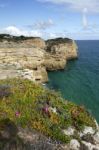 Natural Coastline Of Algarve Stock Photo