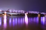 River Kwai Metal Train Bridge Stock Photo