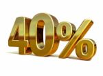 3d Gold 40 Forty Percent Discount Sign Stock Photo