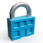 Padlock And House Shows Building Security Stock Photo