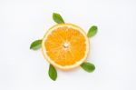 Slice Of Fresh Orange Citrus Fruit Isolated Stock Photo