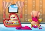 Cartoon  Illustration Interior Valentine Room With Separated Layers Stock Photo