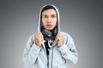 Man With Headphone Stock Photo