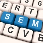 Sem Keys Shows Online Marketing Or Search Engine Optimization
 Stock Photo