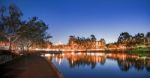 Beautiful Lake In Springfield Lakes At Dusk Stock Photo