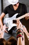 Guitarist Playing For His Fans Stock Photo