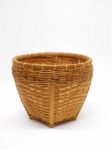 Empty Brown Wicker Woven Basket Isolated Stock Photo