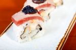 Fresh Sushi Choice Combination Assortment Selection Stock Photo