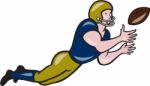 American Football Receiver Catching Ball Cartoon Stock Photo