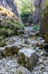 View Of A Dry River Bed Near The Village Of Conistone In The Yor Stock Photo