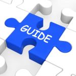 Guide Puzzle Shows Guidance Guideline And Guiding Stock Photo