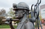 Pit To Port Coal Miner Sculpture Cardiff Bay Stock Photo