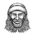 Rastafarian Dude Tattoo Grayscale Stock Photo