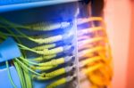 Fiber Optic With Servers In A Technology Data Center Stock Photo