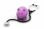 Piggy Bank With Stethoscope Stock Photo