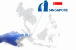 3d Finger Touch On Display Singapore Map And Flag Stock Photo