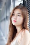 Portrait Of Thai Adult Beautiful Girl Relax And Smile Stock Photo