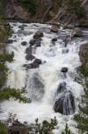 View Of Firehole Falls In Yellowstone Stock Photo